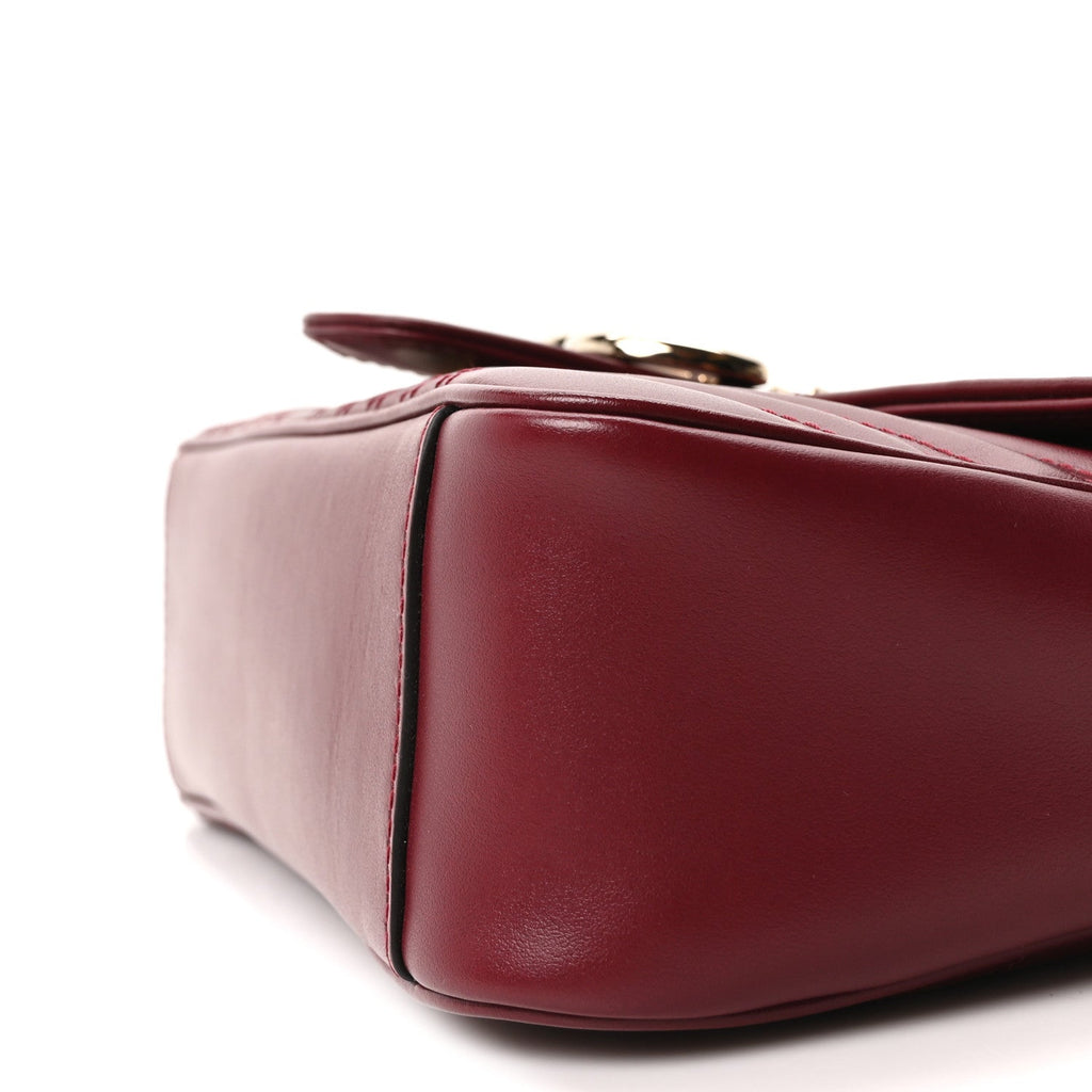 Gucci Calfskin Matelasse Small GG Marmont Shoulder Bag Ancora Red