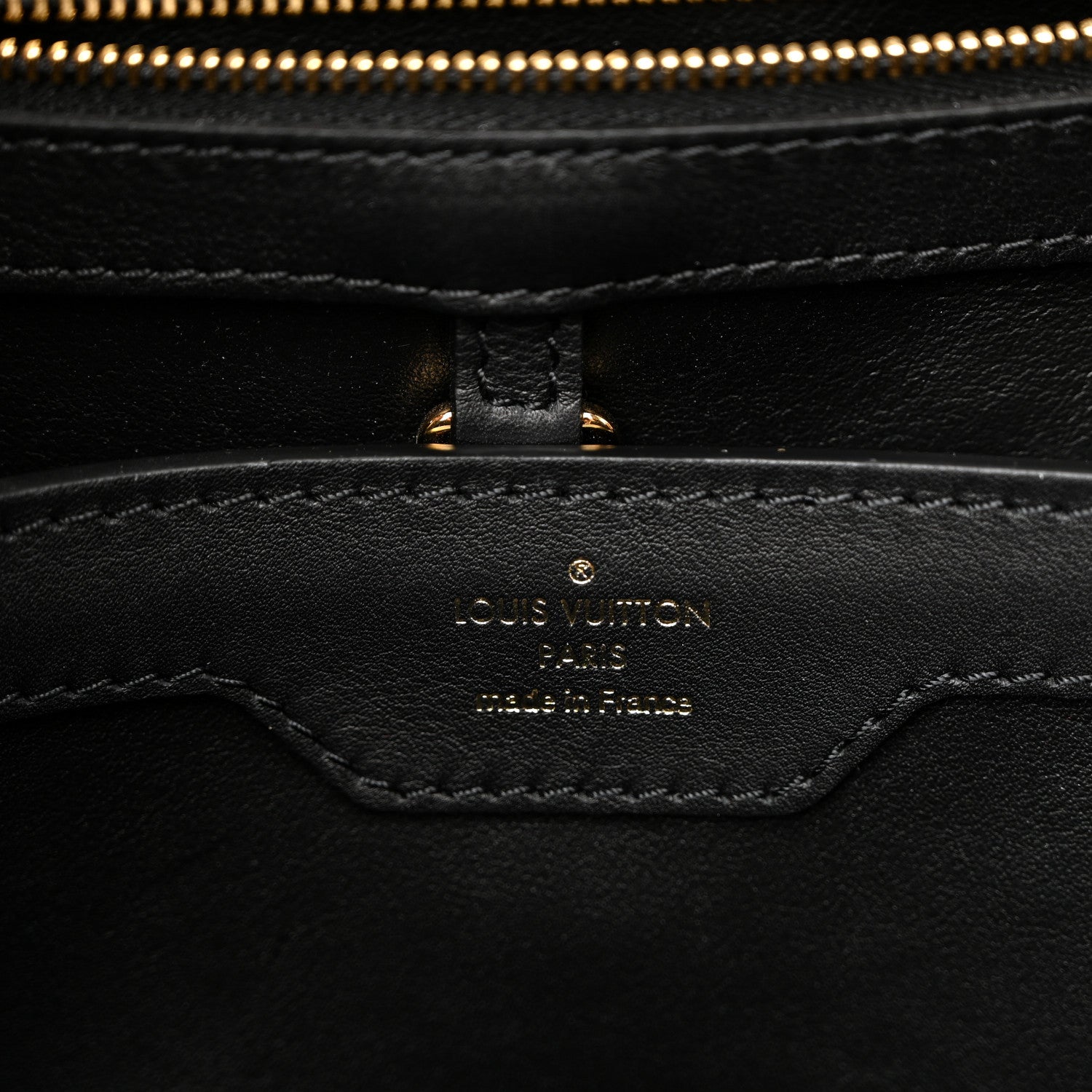 Louis Vuitton Raffia Calfskin Capucines MM Black Ecru