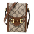Gucci GG Supreme Monogram Mini Horsebit 1955 Crossbody Bag Beige Brown Sugar