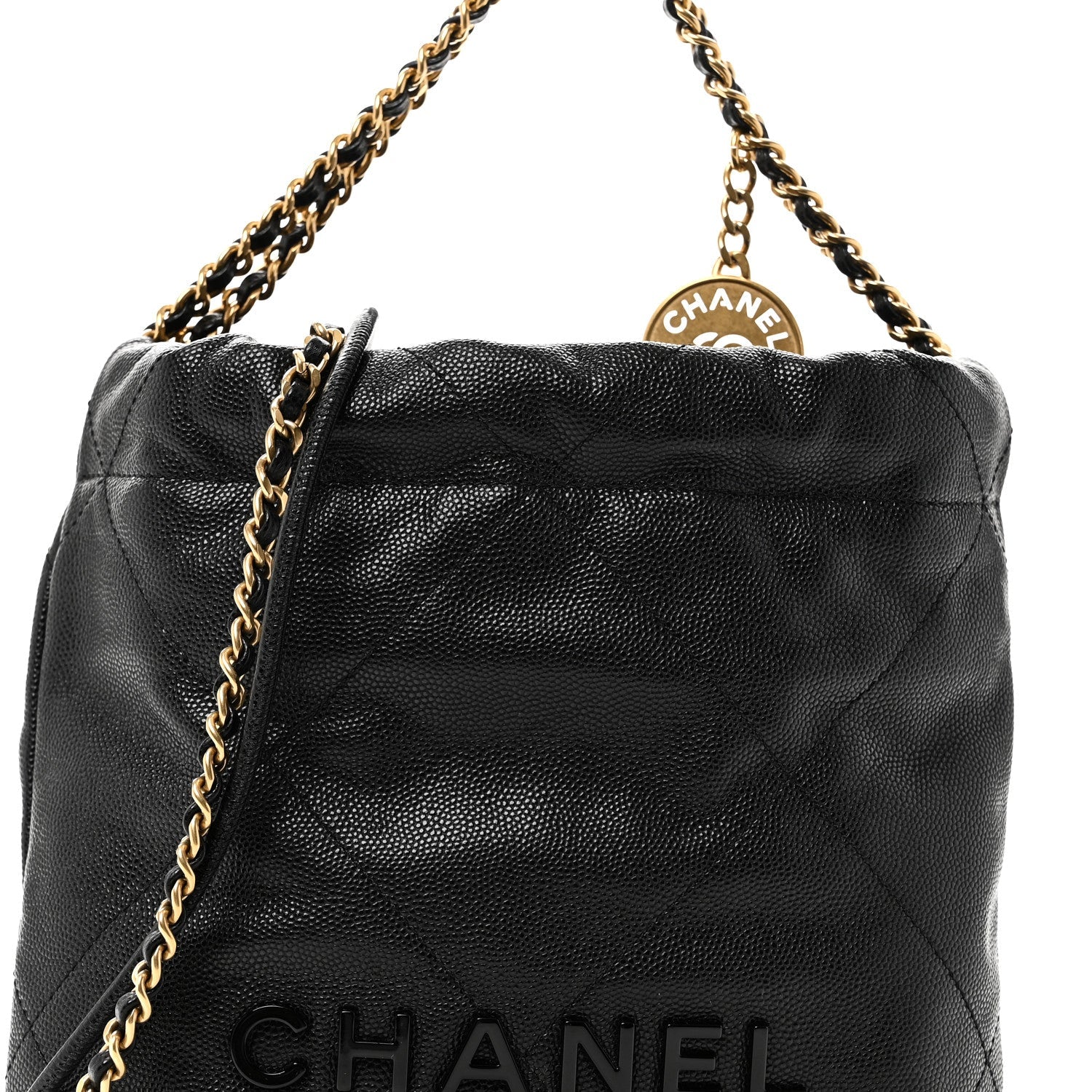 Chanel Shiny Caviar Quilted Monochrome Mini Chanel 22 Black