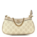 Gucci GG Supreme Monogram Textured Dollar Calfskin Web Mini Ophidia GG Handbag Beige Mystic White Oatmeal