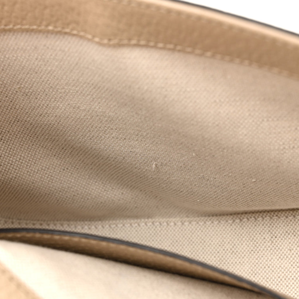 Gucci GG Supreme Monogram Textured Dollar Calfskin Web Mini Horsebit 1955 Shoulder Bag Beige Mystic White Oatmeal