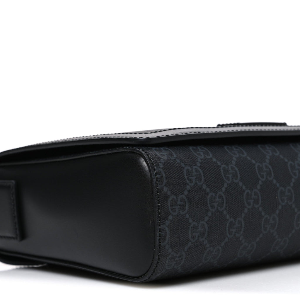 Gucci GG Supreme Monogram Appia Calfskin Web Crossbody Bag Black Grey