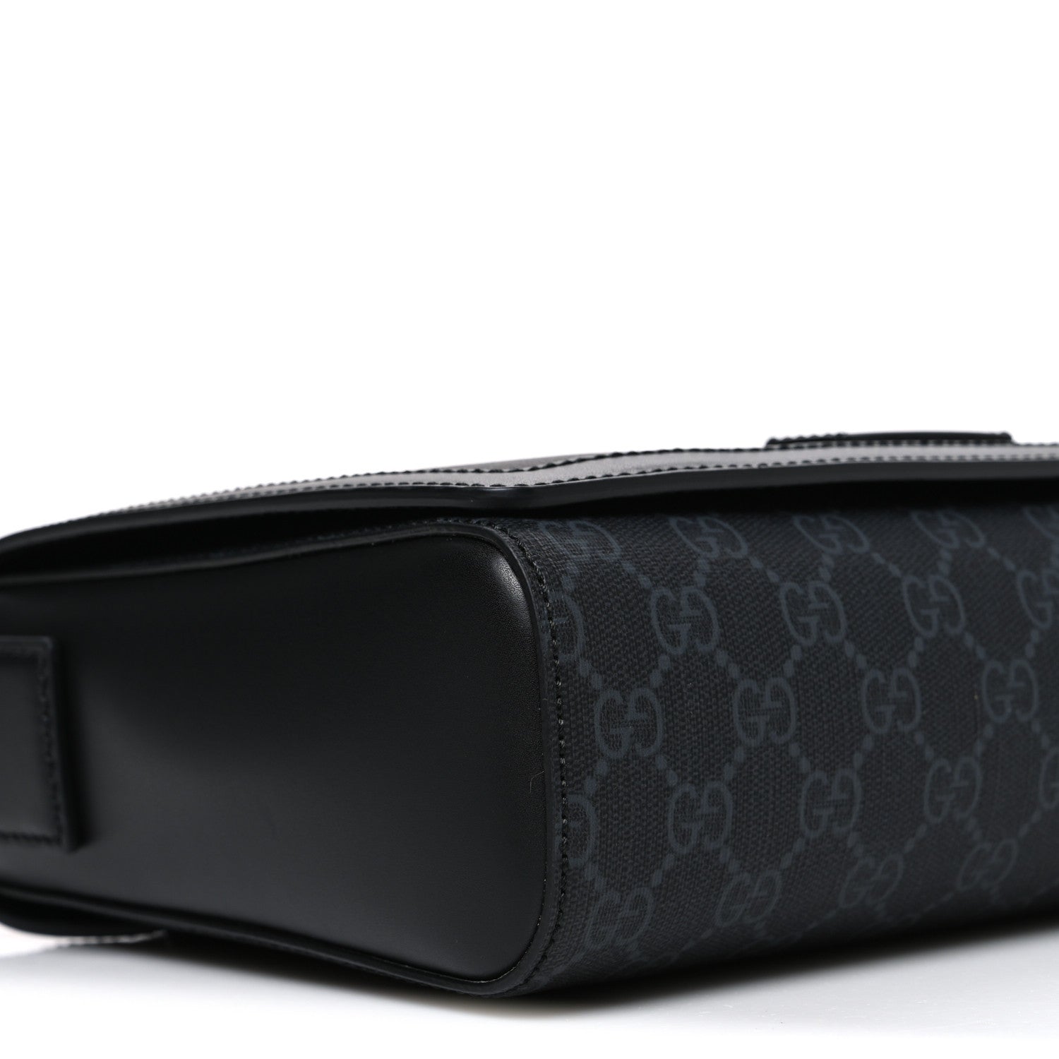 Gucci GG Supreme Monogram Appia Calfskin Web Crossbody Bag Black Grey