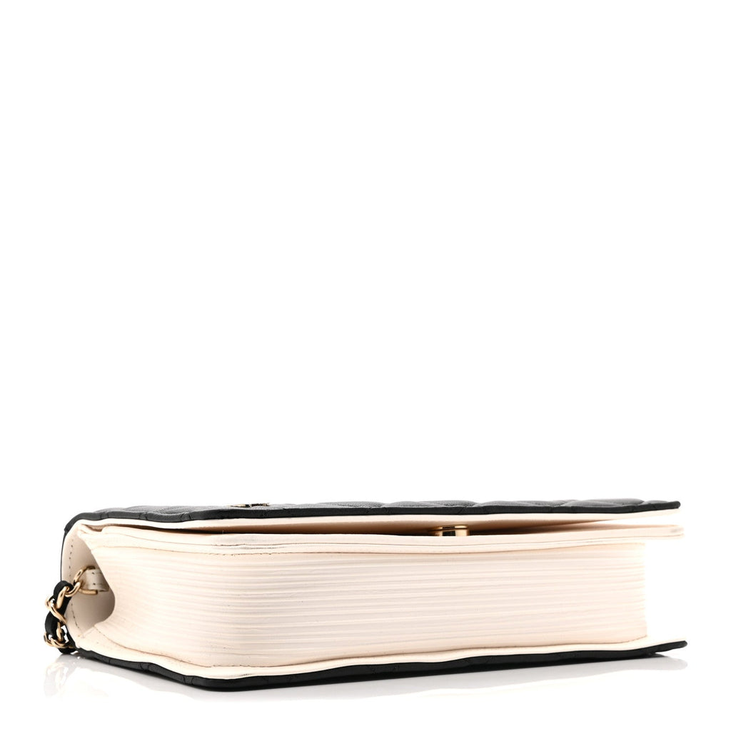 Chanel Lambskin Quilted Book Wallet On Chain WOC Black