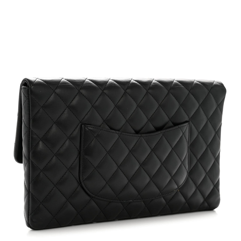 Chanel Lambskin Quilted Flap Clutch Black