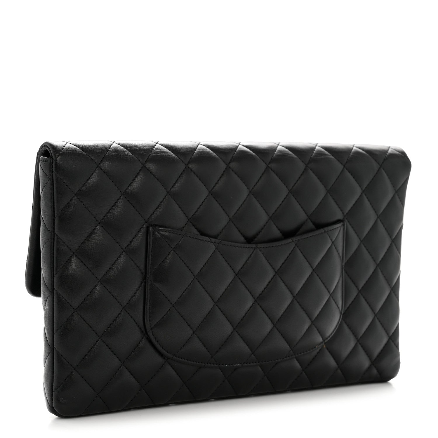 Chanel Lambskin Quilted Flap Clutch Black