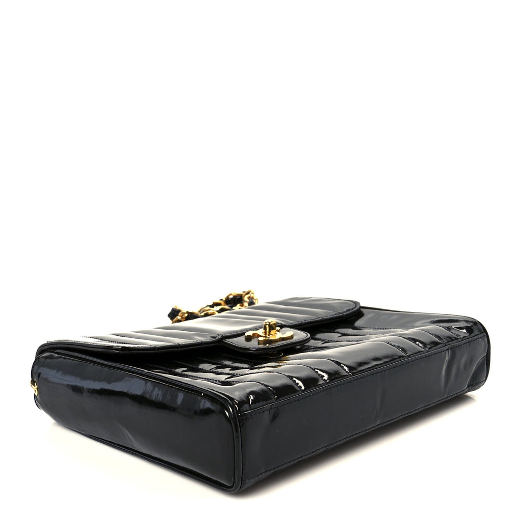 Chanel Patent Vertical Quilt Small Flap Black