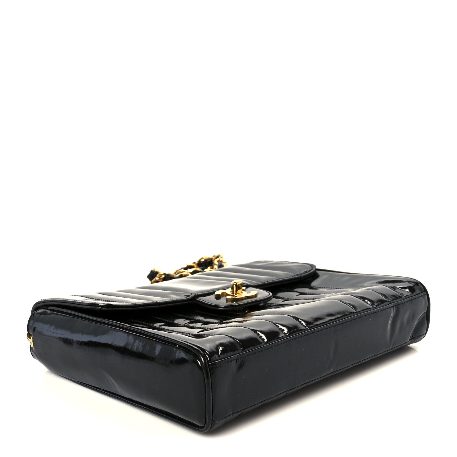 Chanel Patent Vertical Quilt Small Flap Black
