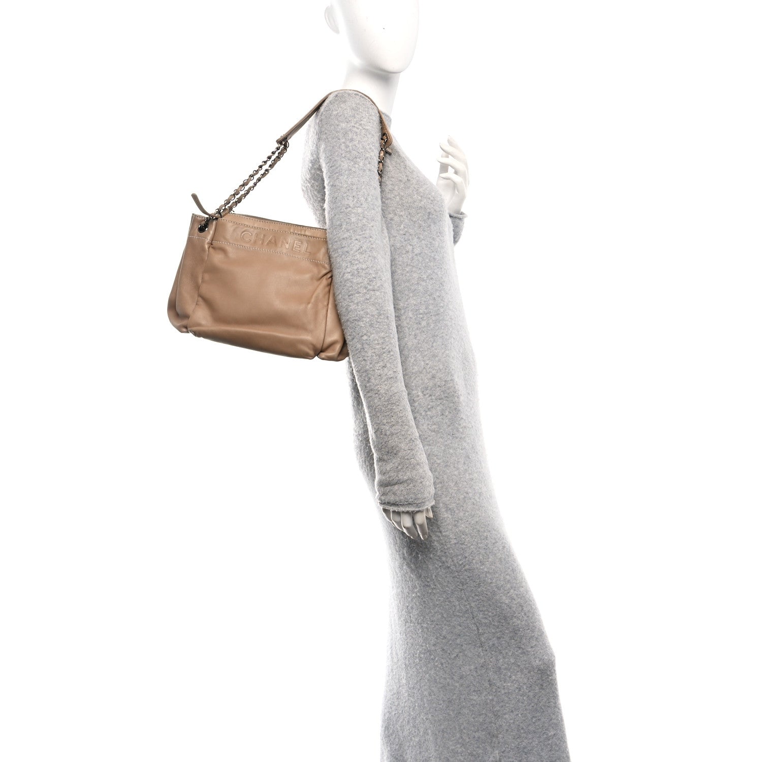 Chanel Lambskin Lax Accordion Hobo Beige