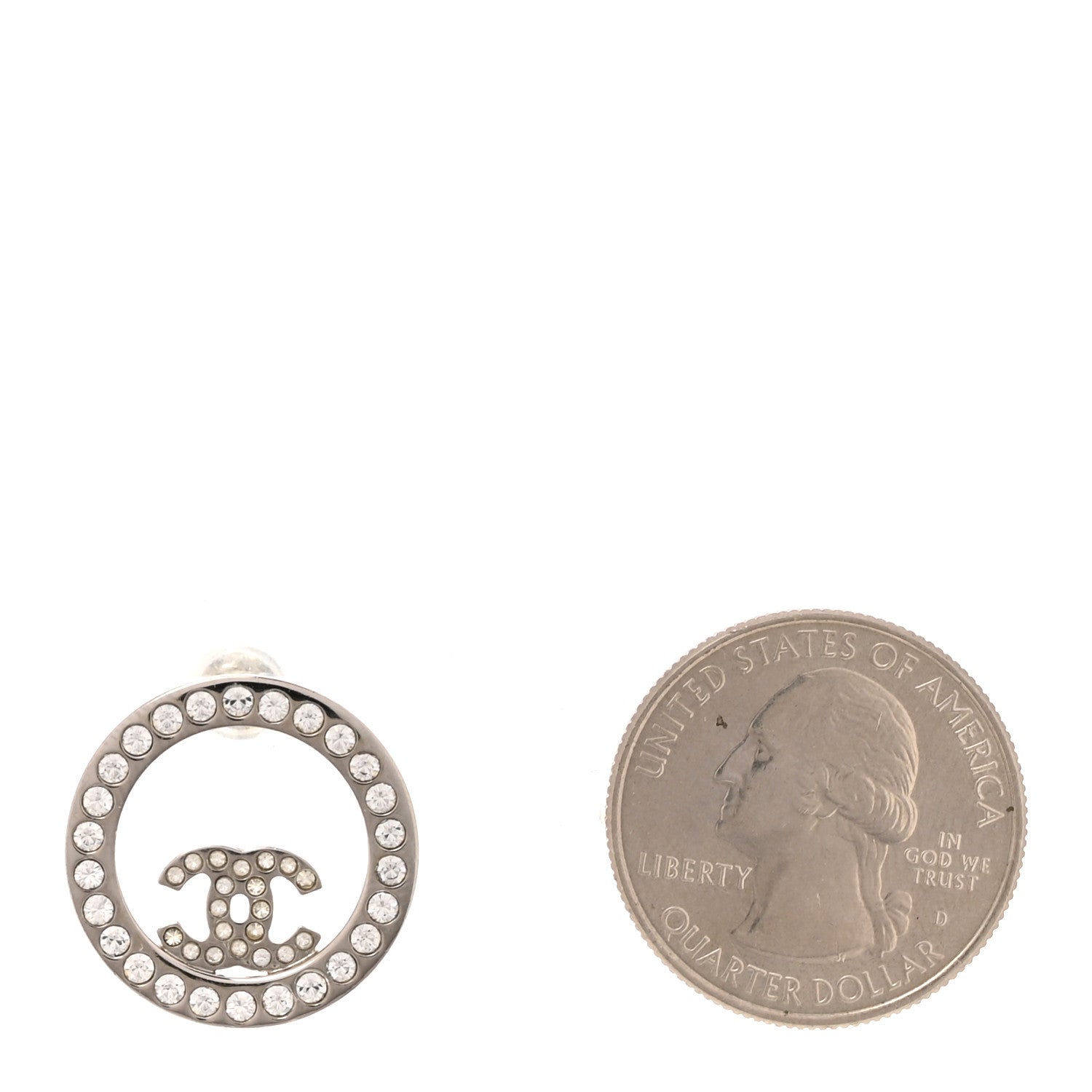 Crystal CC Round Single Earring Silver
