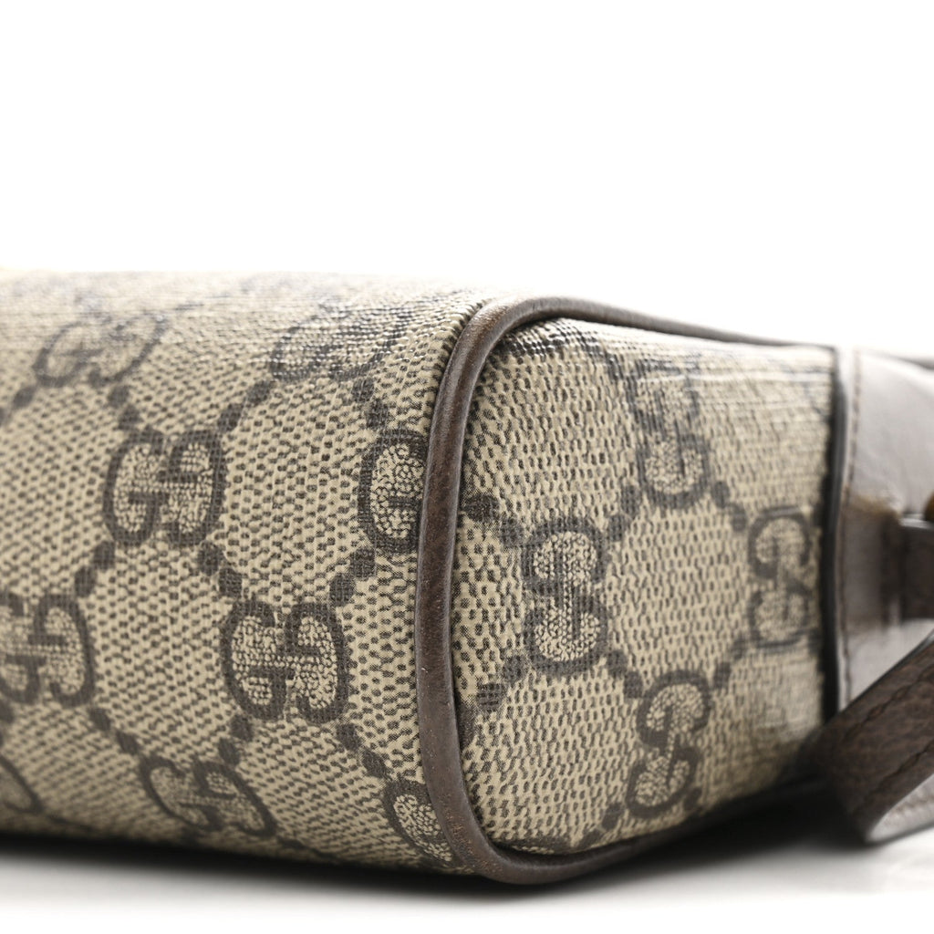 Gucci GG Supreme Monogram Textured Calfskin Super Mini Ophidia Shoulder Bag Beige Ebony New Acero