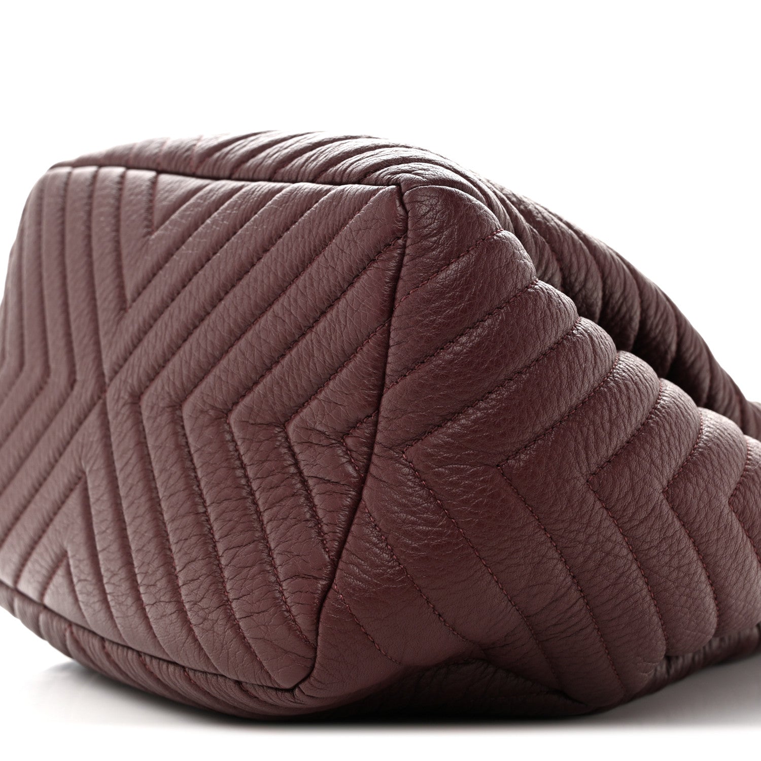 Chanel Deerskin Chevron Medium CC Chain Bucket Drawstring Bag Burgundy