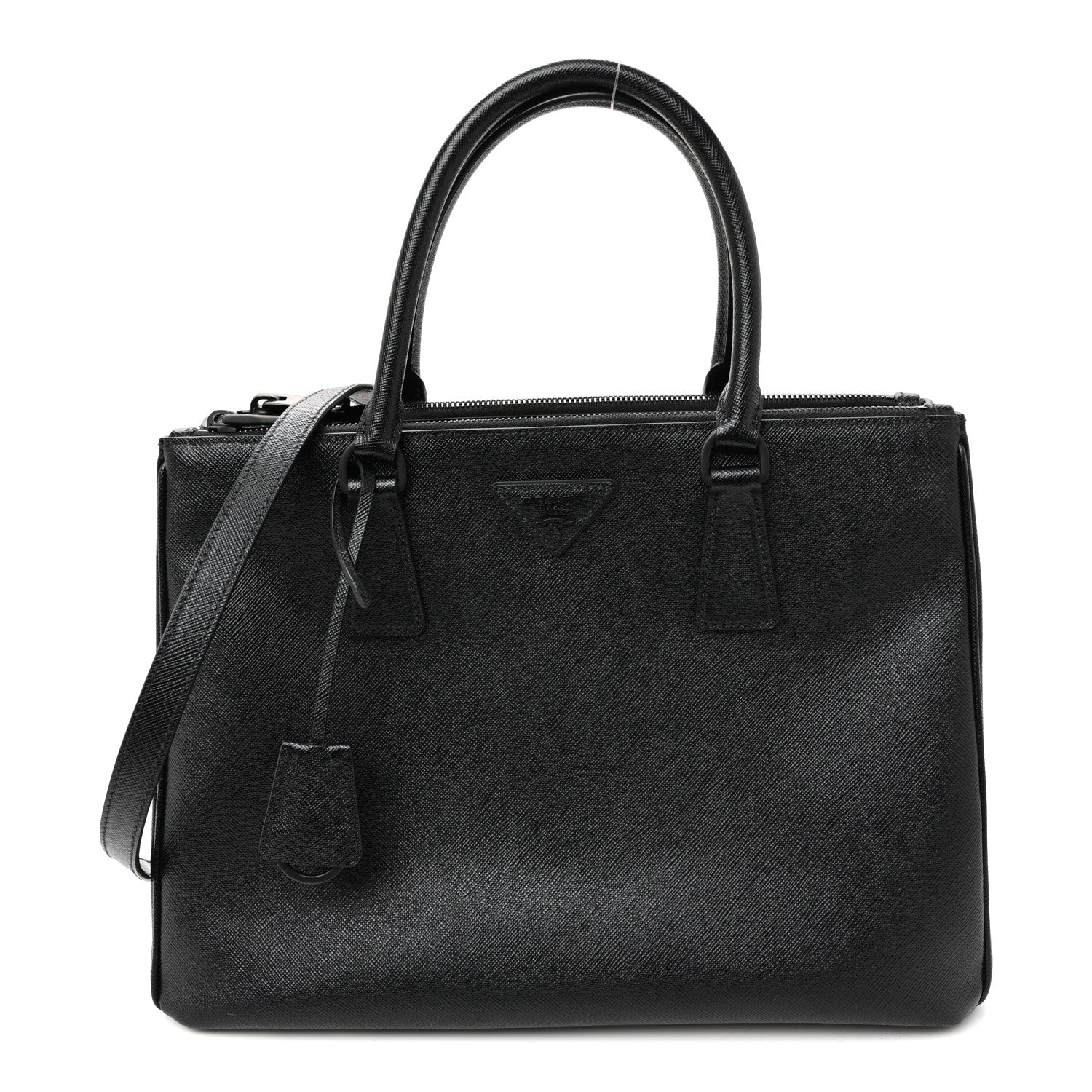 Prada Saffiano Lux Monochrome Large Galleria Double Zip Tote Black