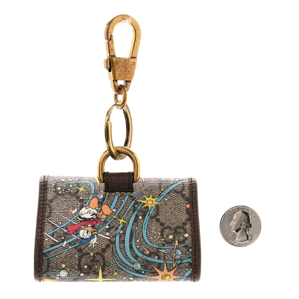 Gucci X DISNEY GG Supreme Monogram Donald Duck Interlocking G Key Pouch Beige Multicolor New Acero