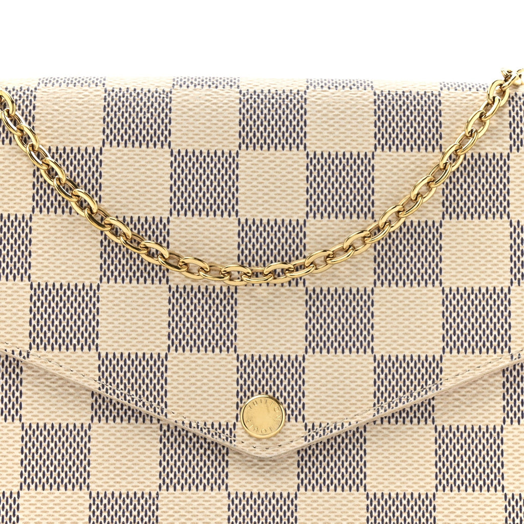 Louis Vuitton Damier Azur Pochette Felicie Chain Wallet Rose Ballerine