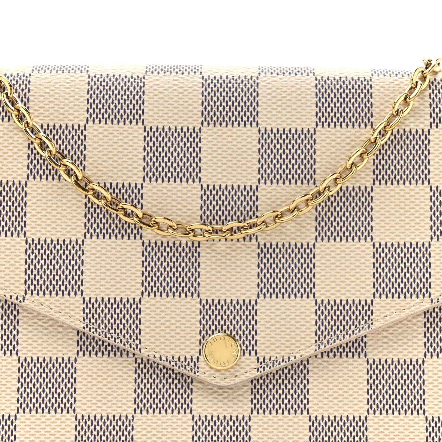 Louis Vuitton Damier Azur Pochette Felicie Chain Wallet Rose Ballerine