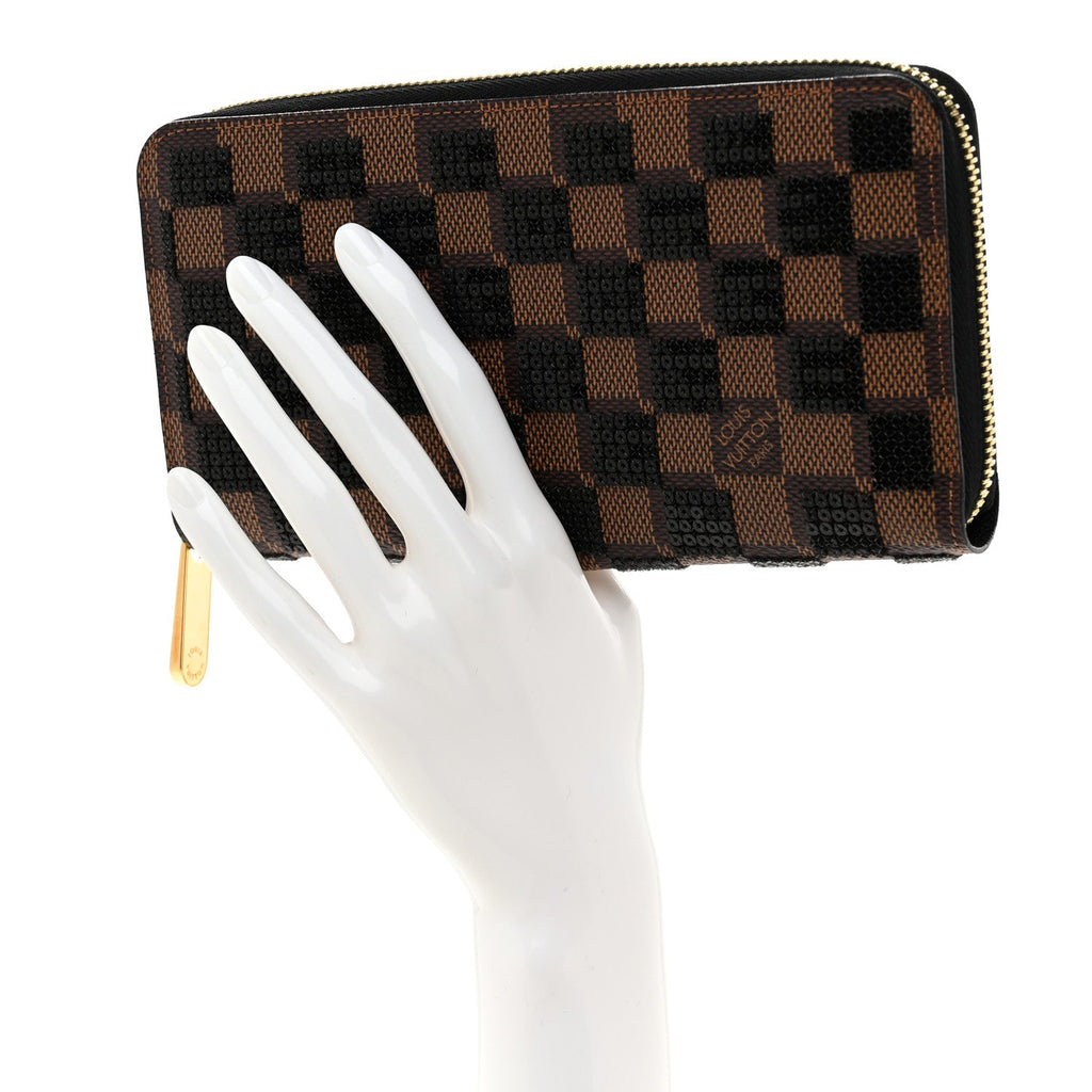 Louis Vuitton Damier Paillettes Zippy Wallet Black