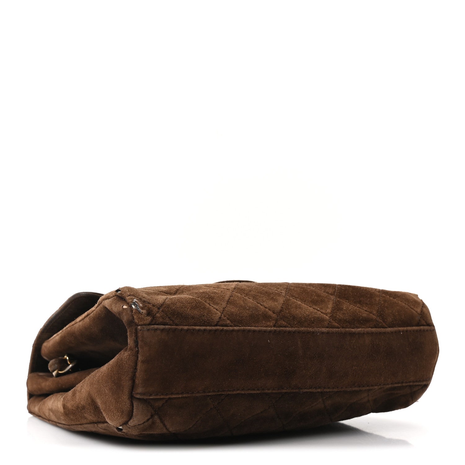 Chanel Suede Quilted CC Shoulder Bag Brown