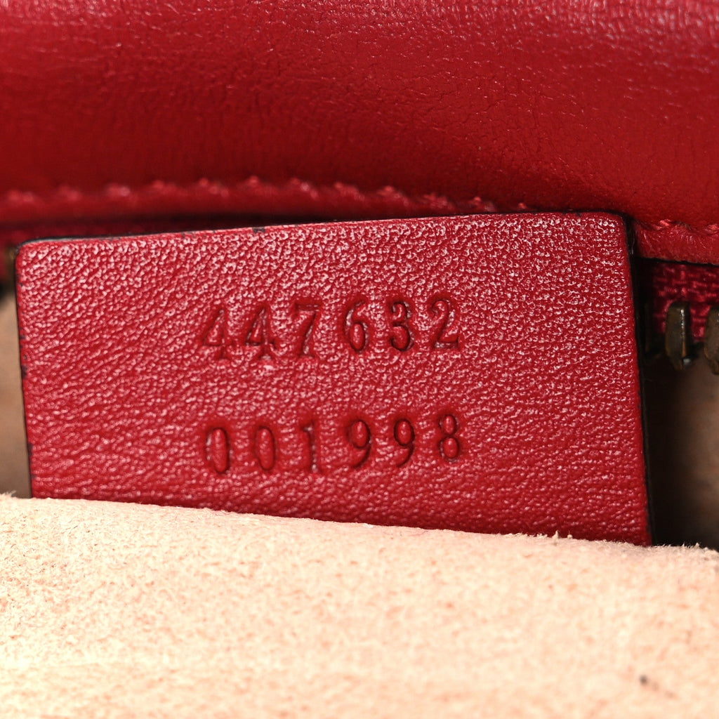 Gucci Calfskin Matelasse Small GG Marmont Chain Shoulder Bag Hibiscus Red