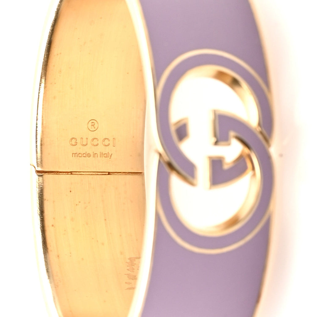 Gucci Enamel Interlocking G Cuff Bracelet Lilac