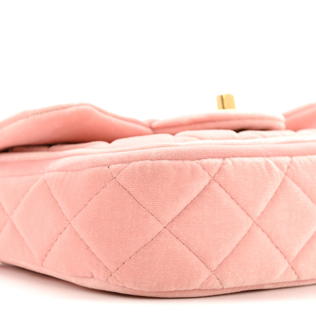 Chanel Velvet Quilted Mini Flap Pink