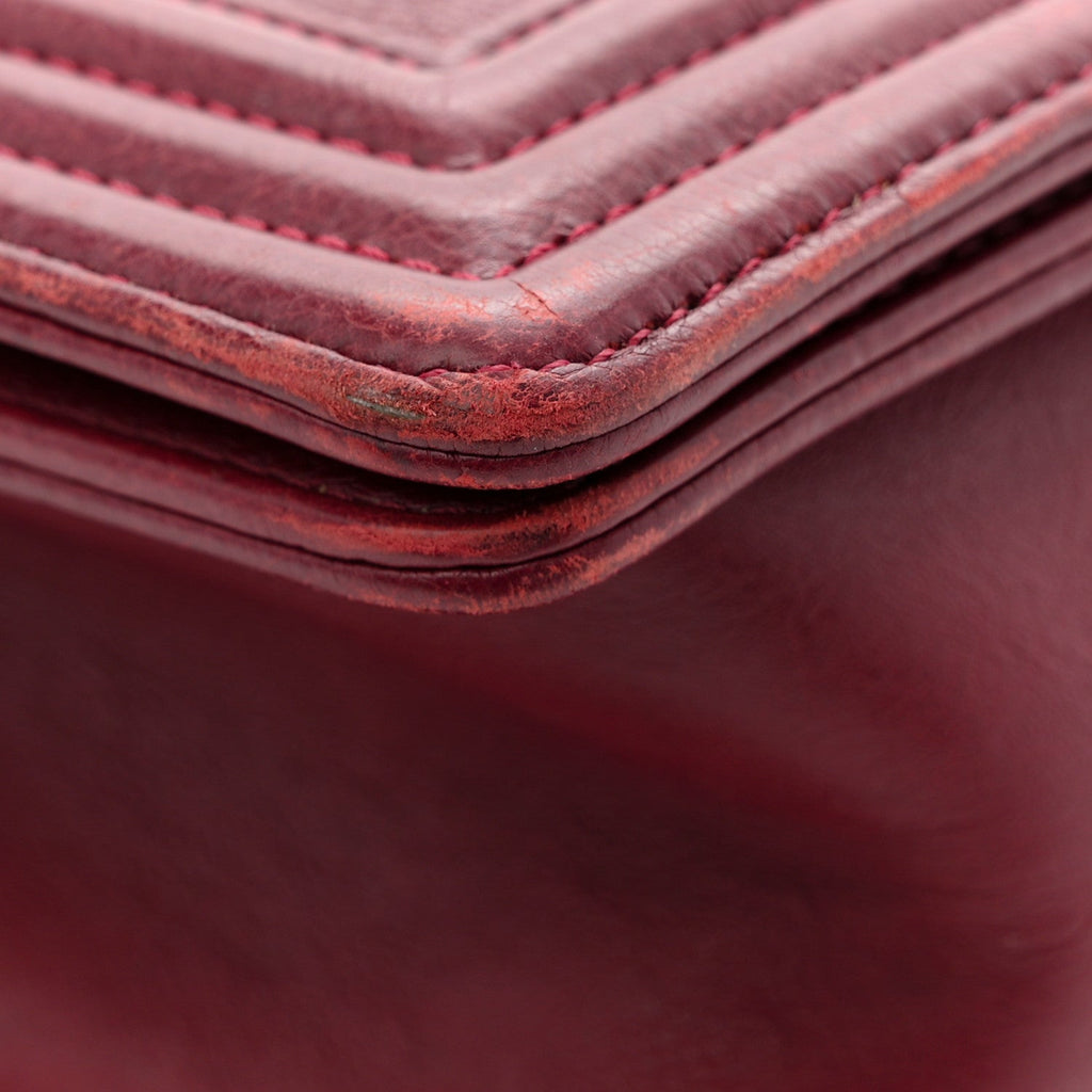 Chanel Calfskin Quilted Double Stitch New Medium Boy Flap Burgundy