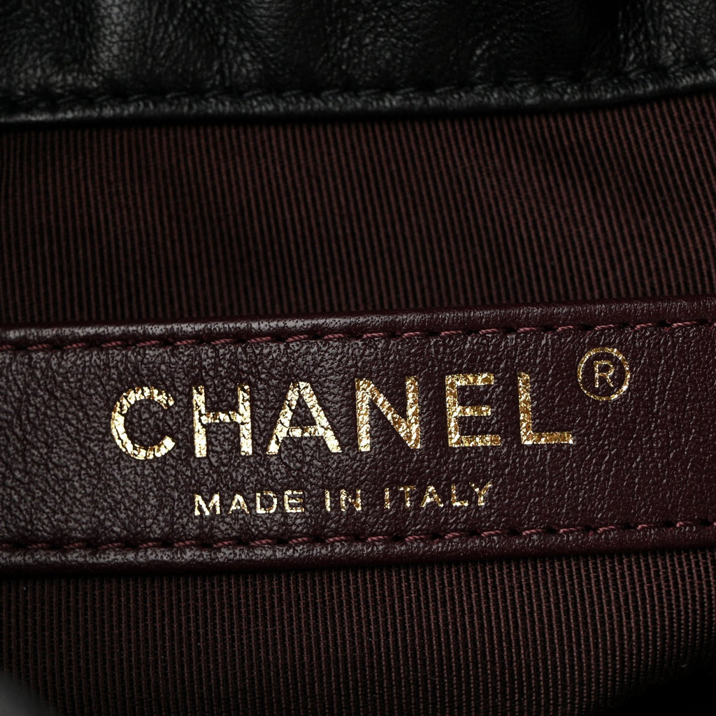 Chanel Lambskin Bucket Chain Drawstring Bag Black