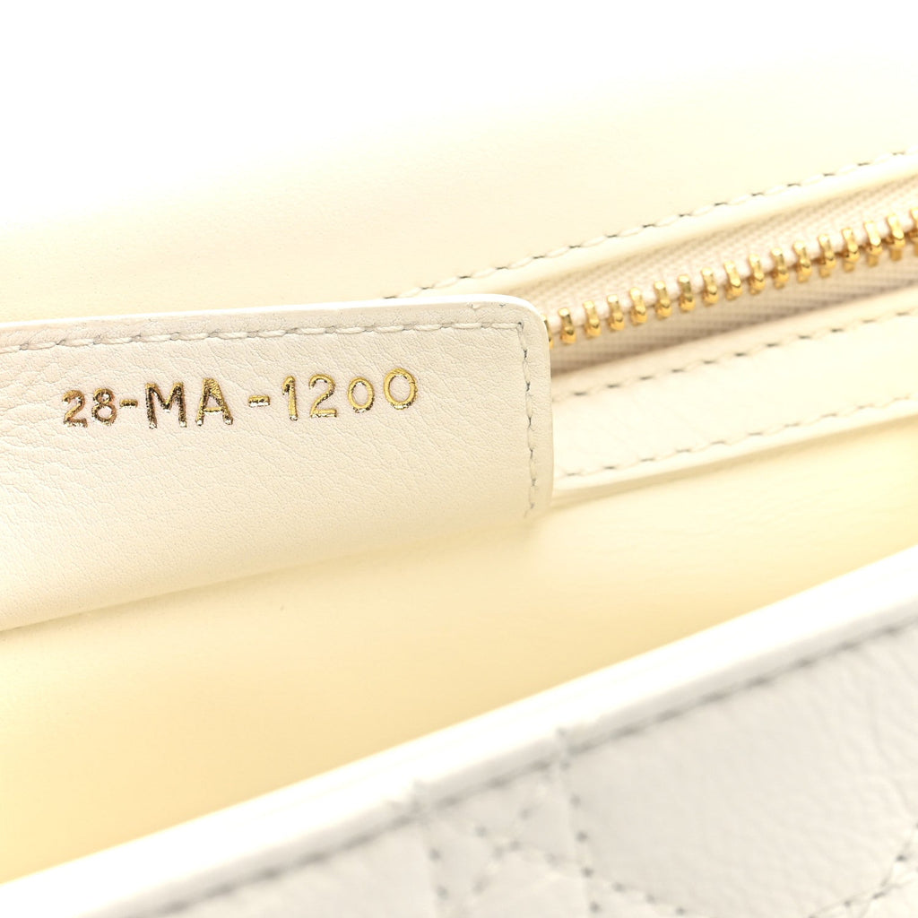 Christian Dior Grained Calfskin Cannage Large Caro Bag Ivory