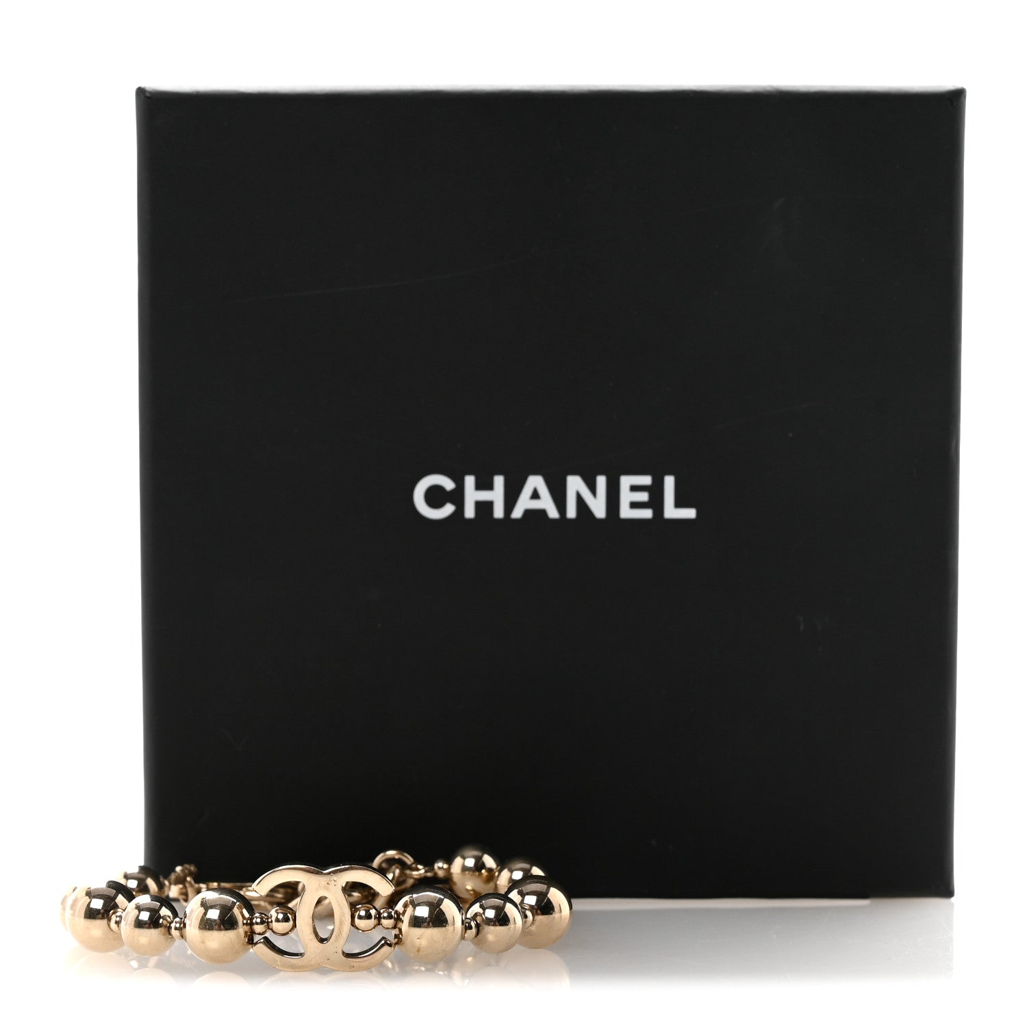 Metal Beaded CC Bracelet Gold