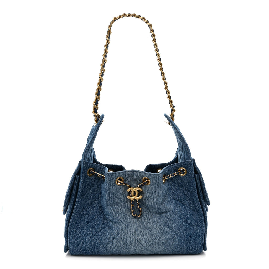 Chanel Washed Denim Quilted Small Chanel 25 Handbag Blue