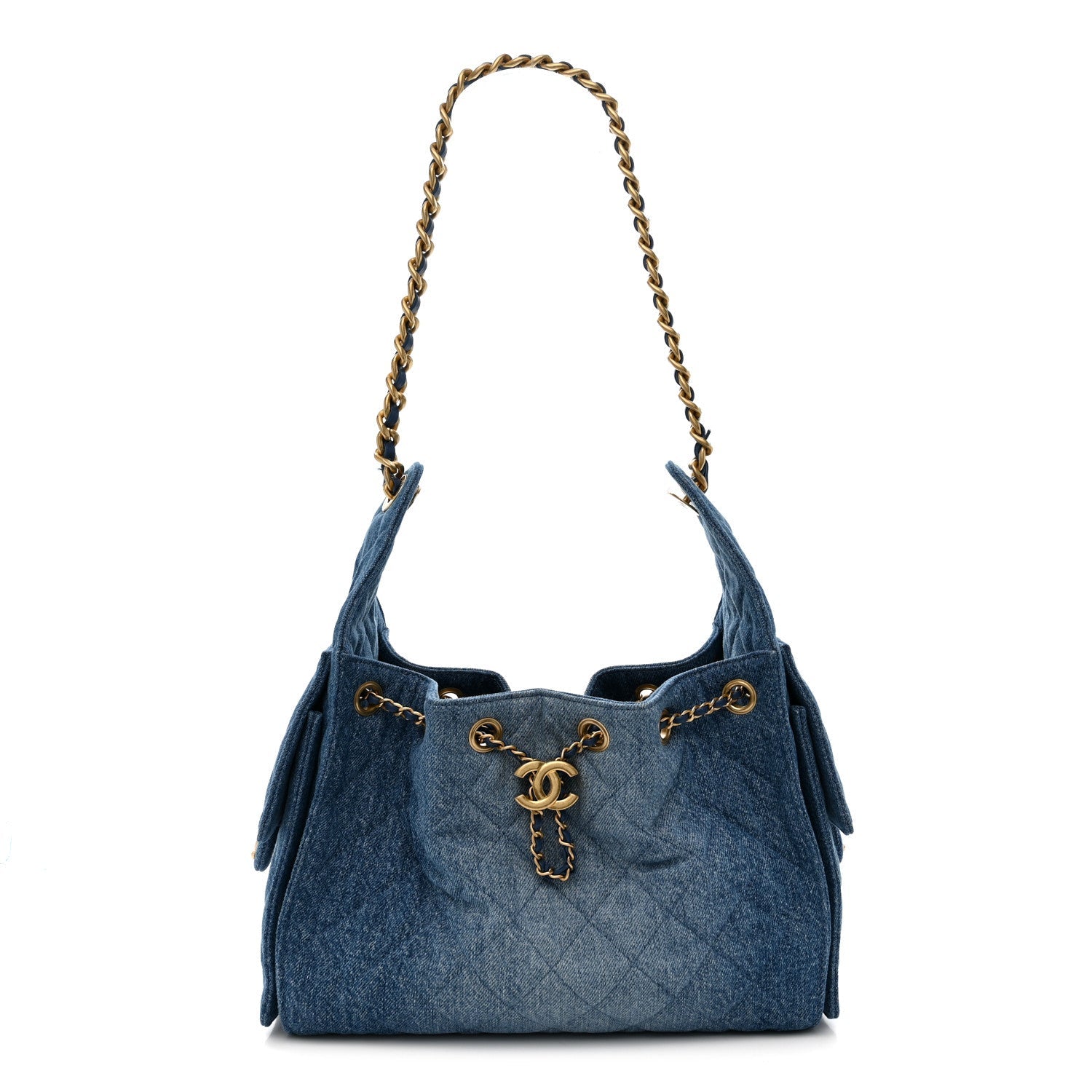 Chanel Washed Denim Quilted Small Chanel 25 Handbag Blue