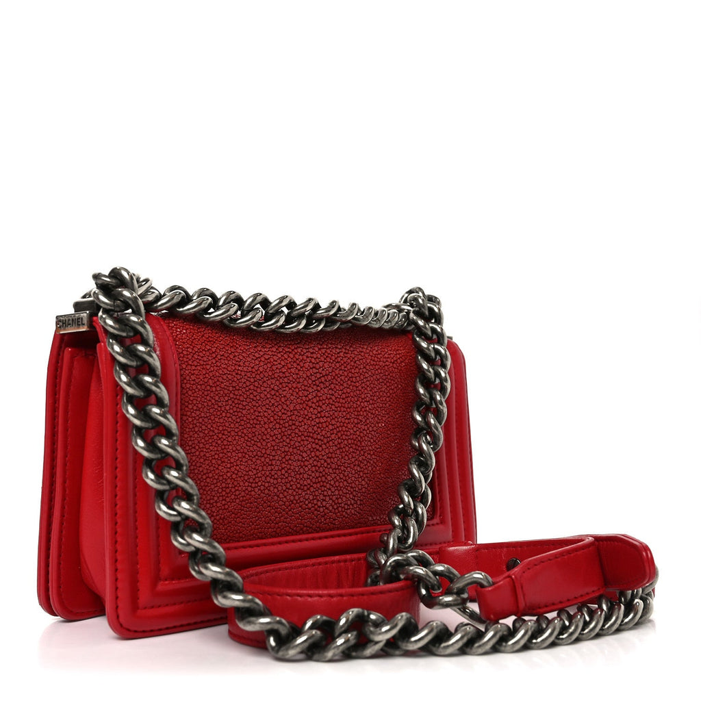 Chanel Galuchat Stingray Small Boy Flap Red