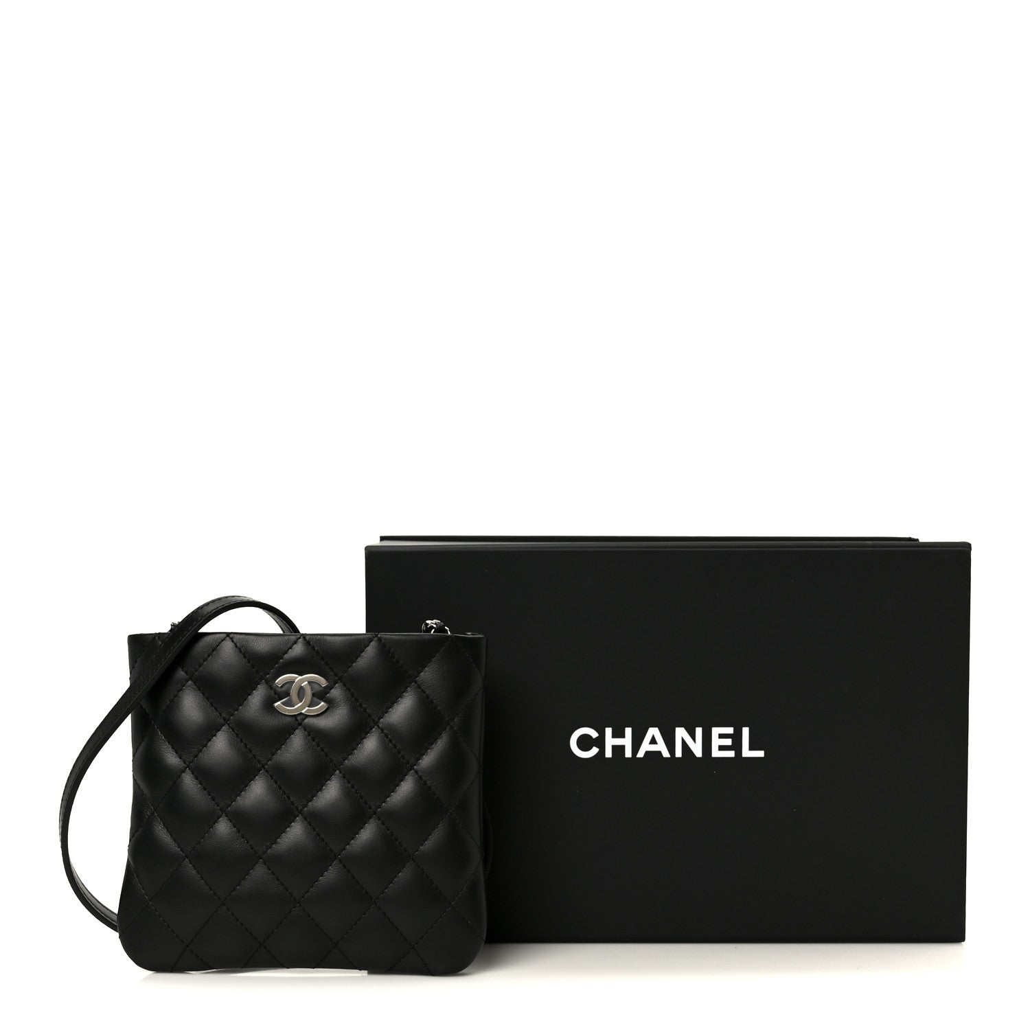 Chanel Lambskin Quilted Uniform Crossbody Bag Black
