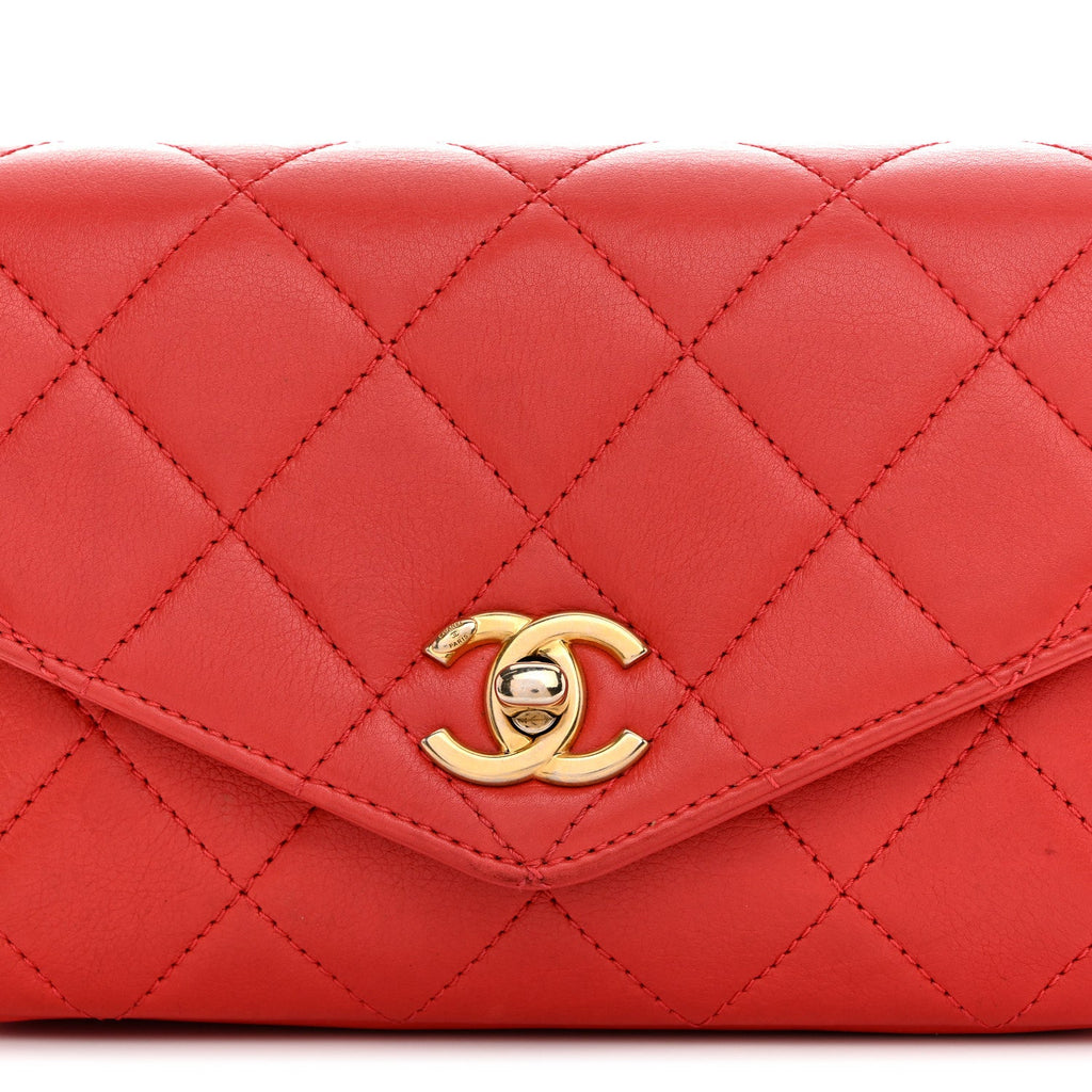 Chanel Calfskin Quilted Flap Waist Bag Red