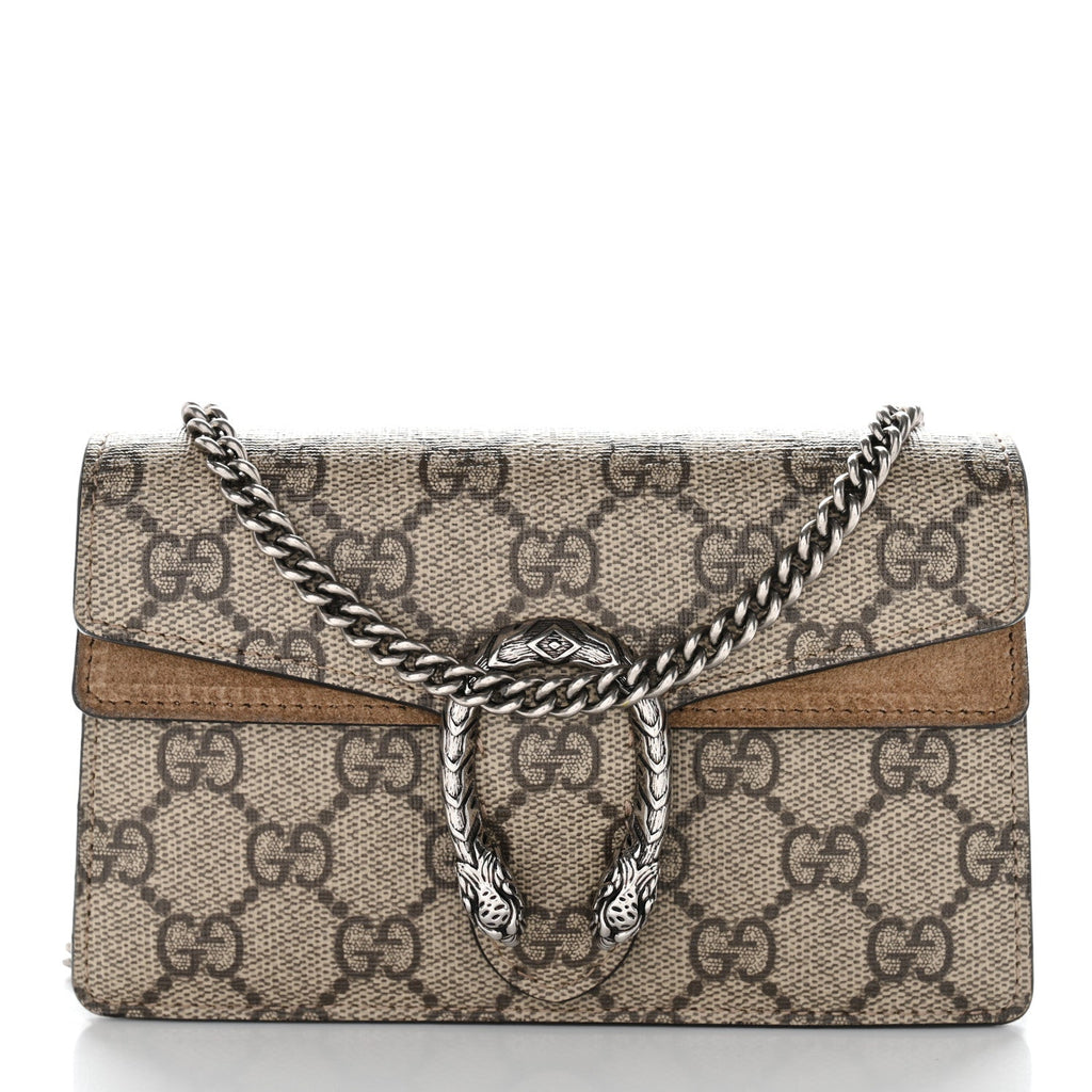 Gucci GG Supreme Monogram Super Mini Dionysus Shoulder Bag Taupe