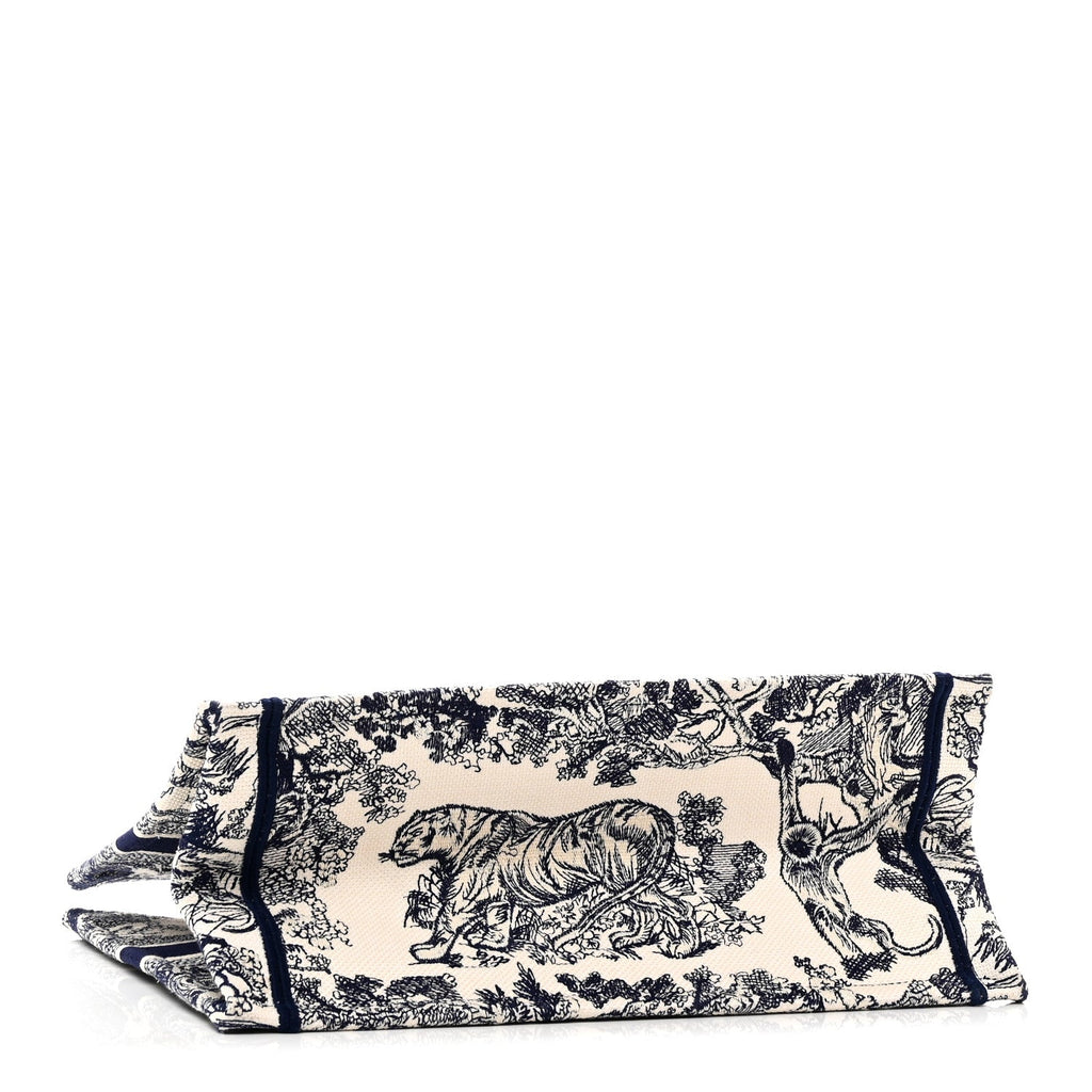 Christian Dior Canvas Embroidered Medium Dioriviera Toile De Jouy Book Tote Blue