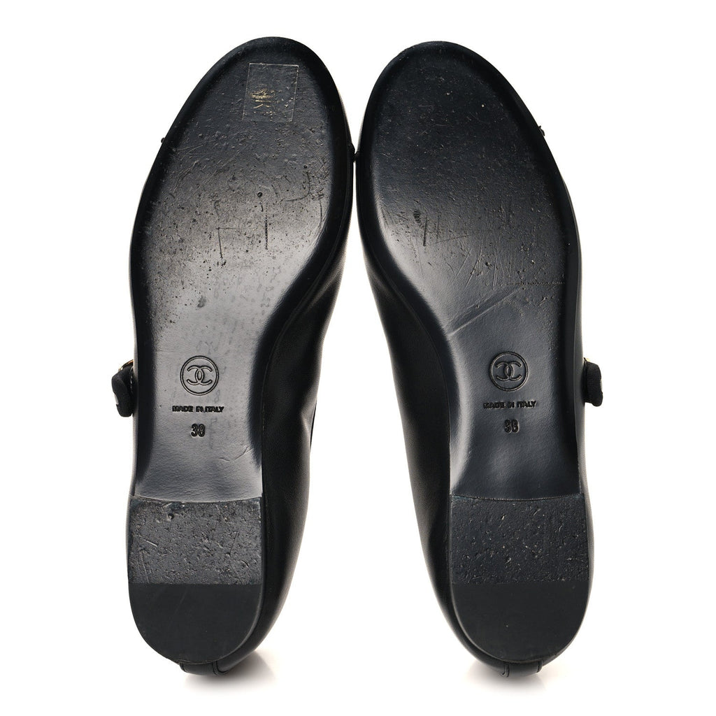 Lambskin Mary Jane Flats 38 Black