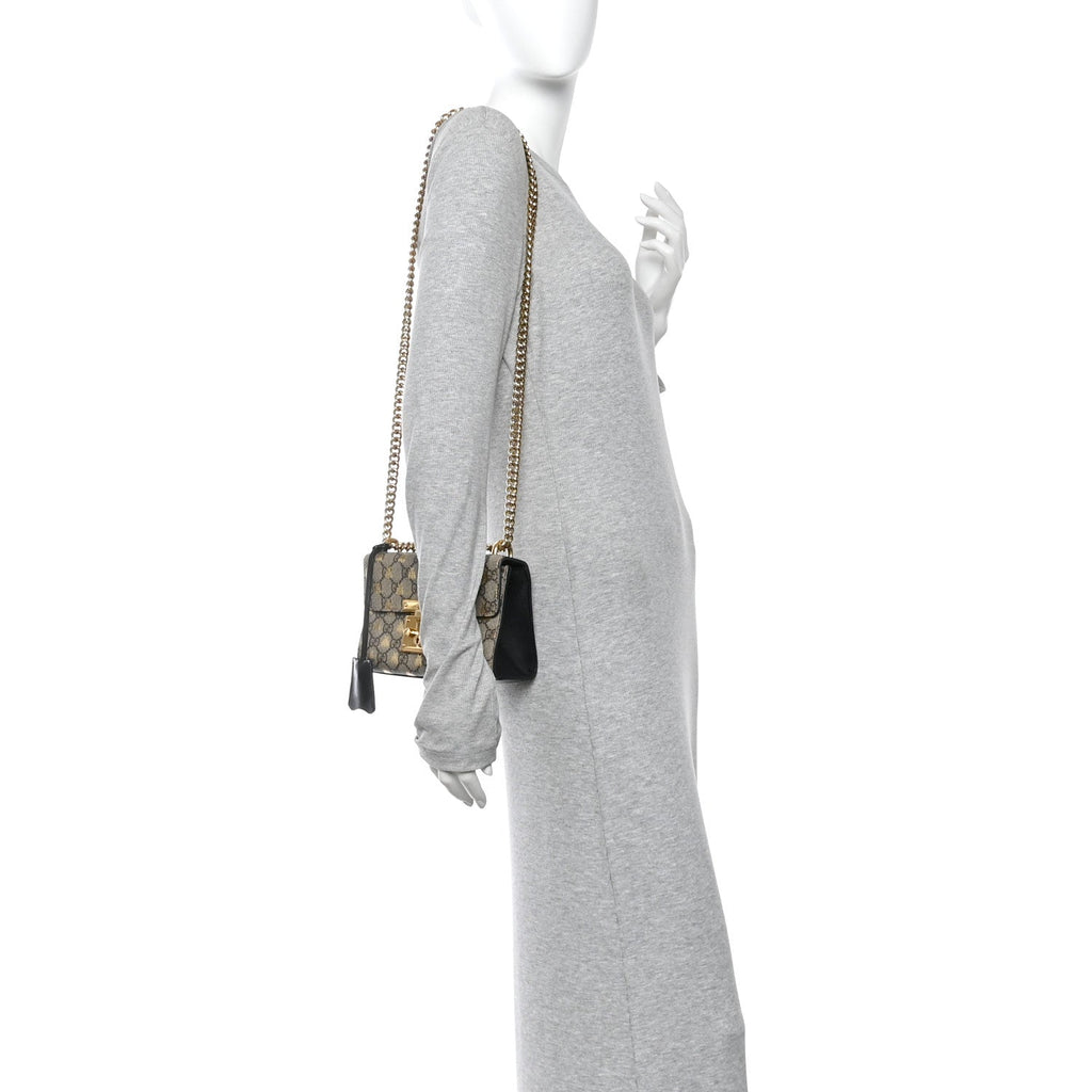 Gucci GG Supreme Monogram Bees Small Padlock Shoulder Bag Black