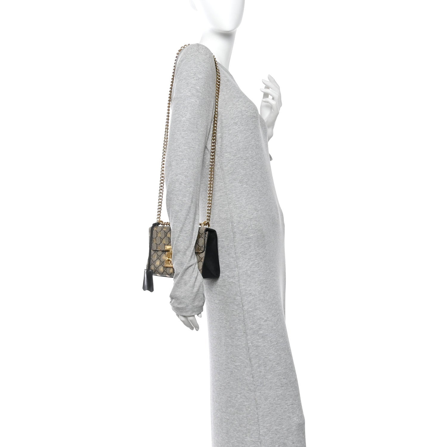 Gucci GG Supreme Monogram Bees Small Padlock Shoulder Bag Black