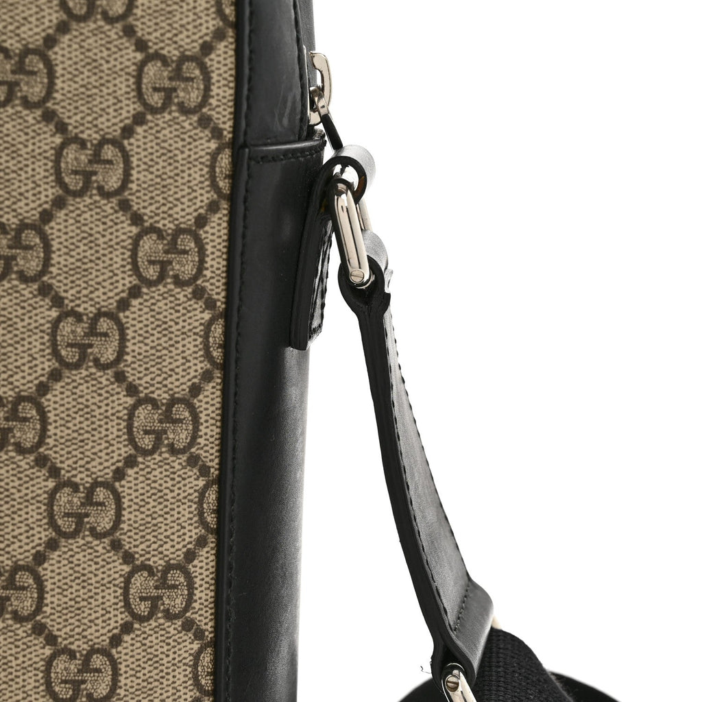 Gucci GG Supreme Monogram Flat Messenger Bag Beige Black New Acero