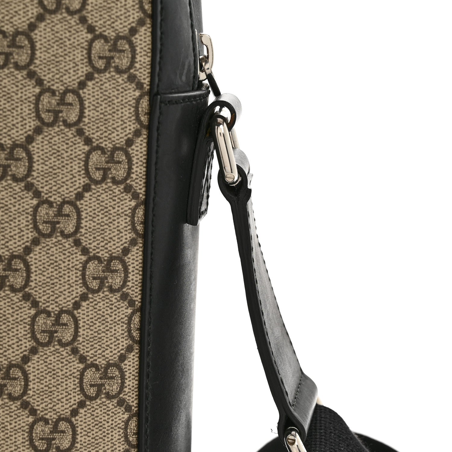 Gucci GG Supreme Monogram Flat Messenger Bag Beige Black New Acero