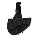 Christian Dior Oblique Mens Saddle Bag Black Blue