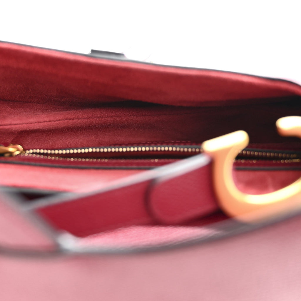 Christian Dior Grained Calfskin Saddle Bag Red