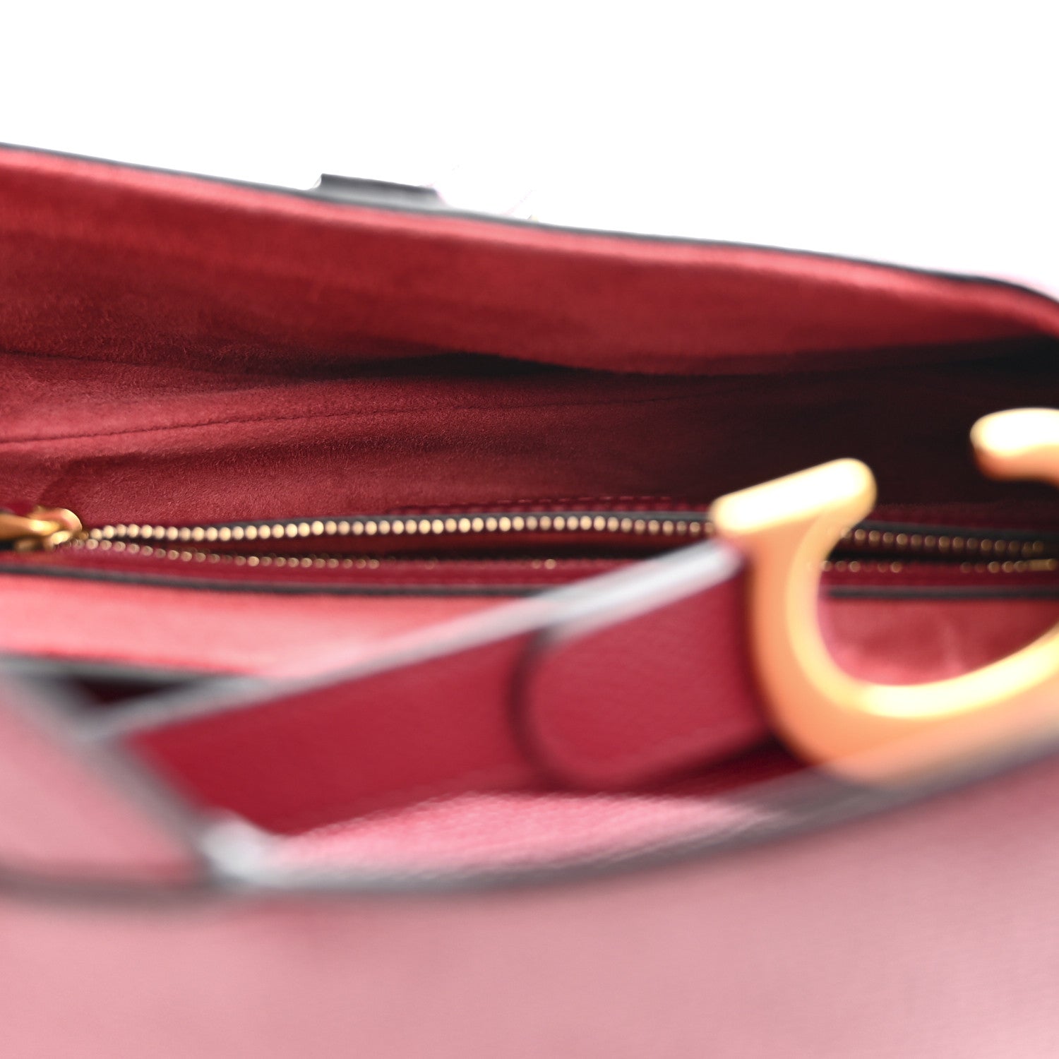 Christian Dior Grained Calfskin Saddle Bag Red