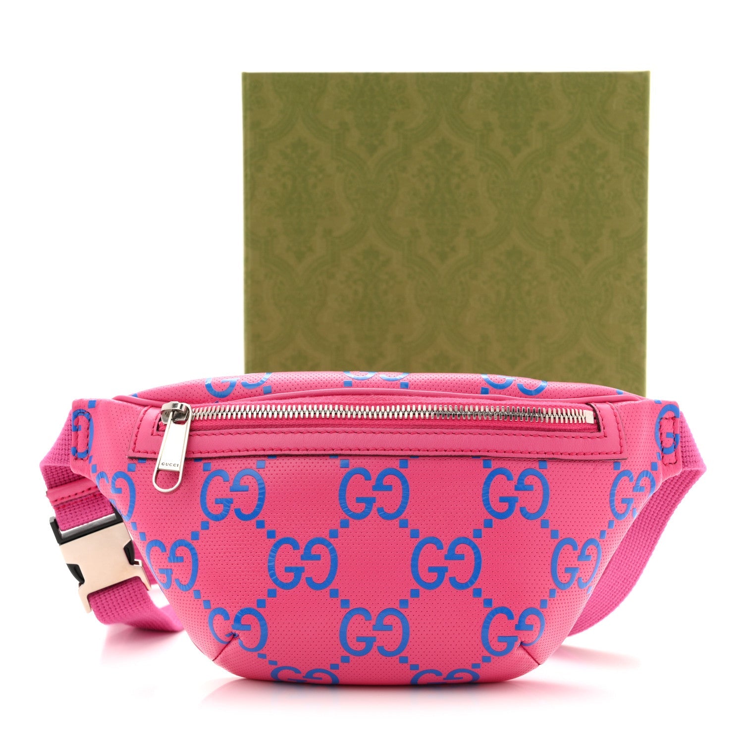 Gucci Calfskin GG Tennis Bi-Color Embossed Belt Bag Modern Fucsia Modern Blue