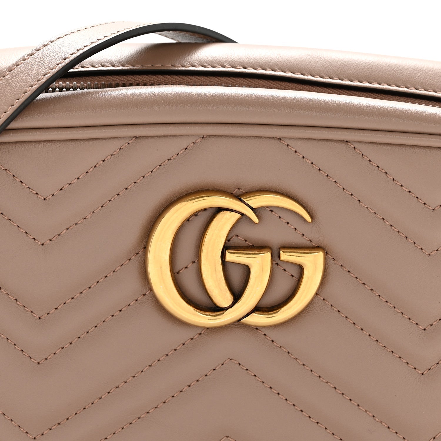 Gucci Calfskin Matelasse Small GG Marmont Chain Shoulder Bag Porcelain Rose
