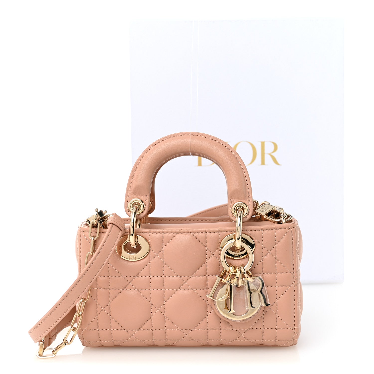 Christian Dior Lambskin Cannage Micro Lady D-Joy Rose Des Vents