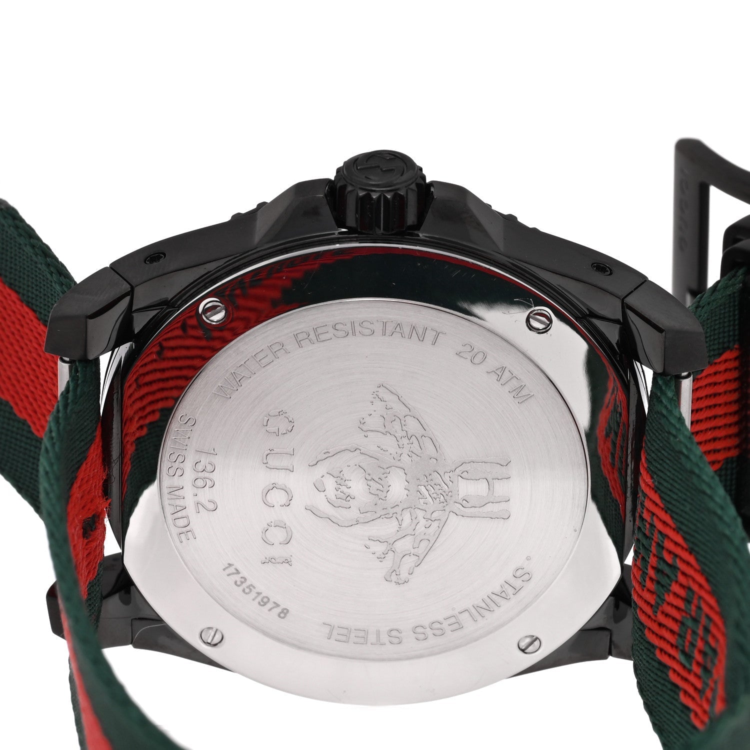 Gucci Stainless Steel Nylon 45mm Le Marche Des Merveilles Bee Quartz Watch Green