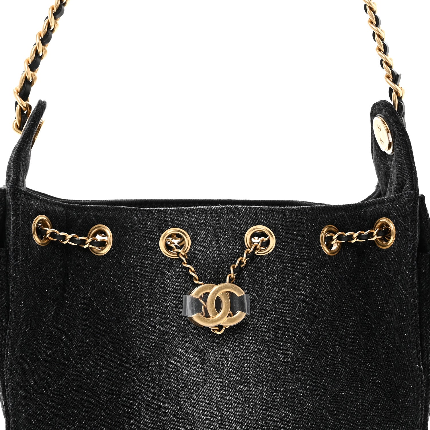 Chanel Washed Denim Quilted Mini Chanel 25 Handbag Black
